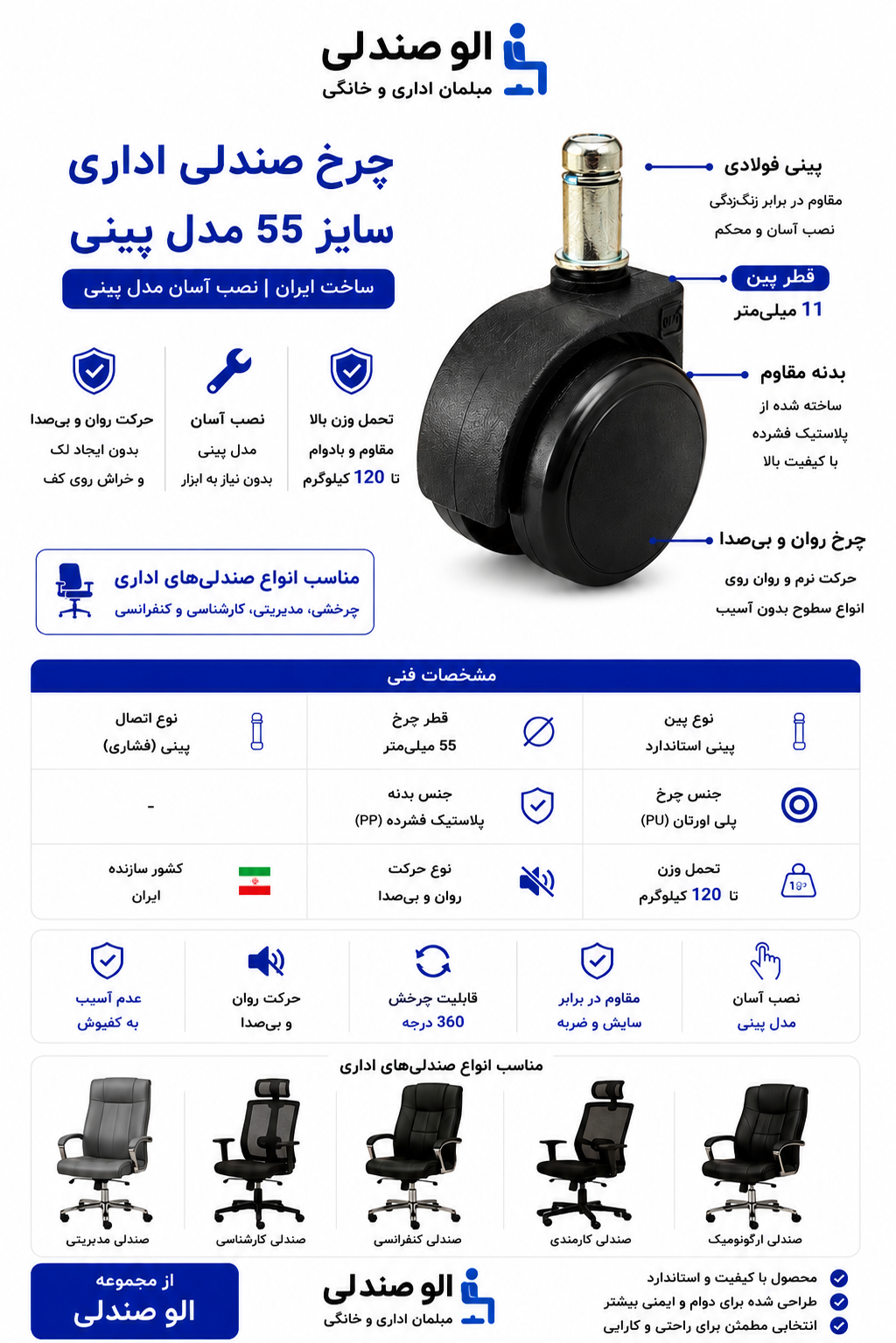 چرخ صندلی اداری الو صندلی